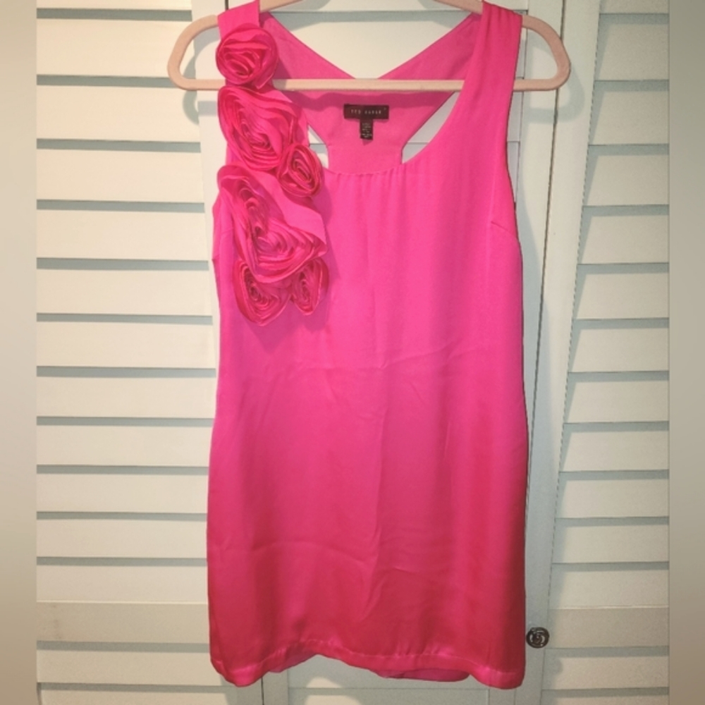 Ted Baker Barbie Colored Silky Fuchsia Dress Size 2